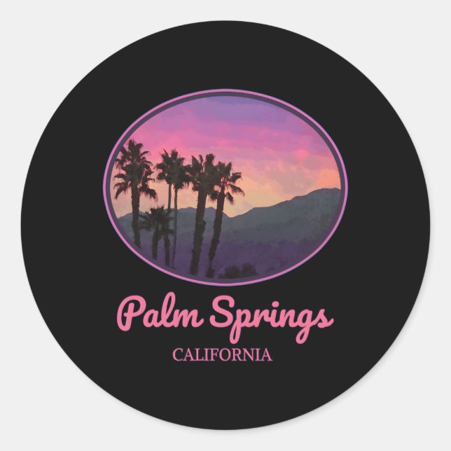 Sticker Rond Palm Springs Style Californie (Devant)
