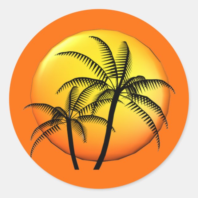 Sticker Rond Palm Tree Beach Mariage Tropical Thème Enveloppe (Devant)