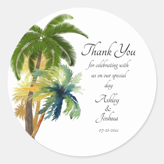 Sticker Rond Palm Tree Beach Wedding (Devant)