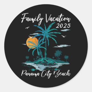 Sticker Rond Palm Tree Family Vacation 2025 Floride Panama City