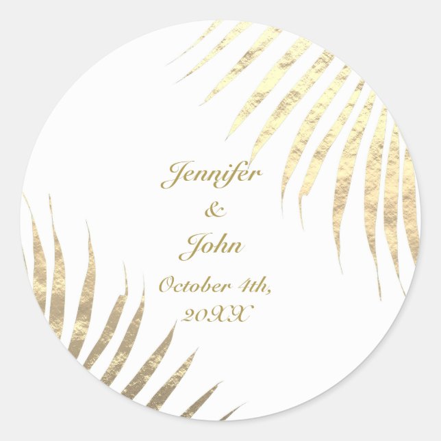 Sticker Rond Palm Tree Foliage Gold Foil Feuilles Mariage tenda (Devant)
