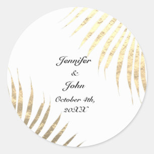 Sticker Rond Palm Tree Foliage Gold Foil Feuilles Mariages 2022