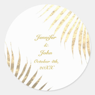Sticker Rond Palm Tree Foliage Gold Foil Feuilles Mariages 2023