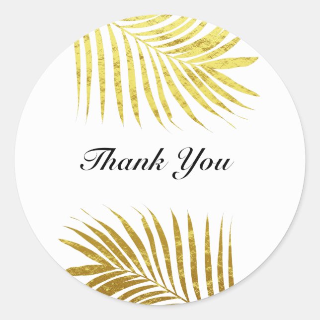 Sticker Rond Palm Tree Foliage or Foil Mariage Merci (Devant)