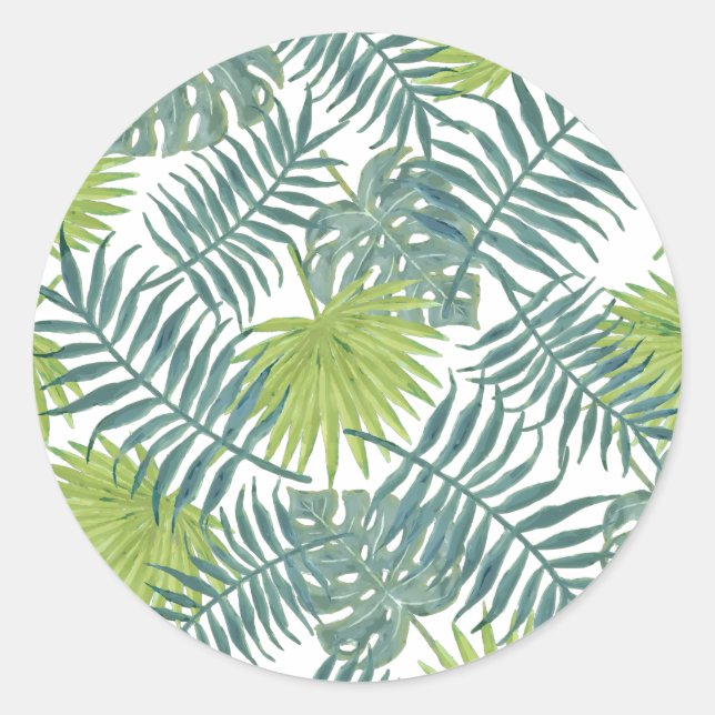 Sticker Rond Palm Tree Fronds Peinture hawaïenne (Devant)