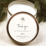 Sticker Rond Palm Tree Merci mariage Faveur<br><div class="desc">Aquarelle Tropical Island Palm Tree,  mariage merci pour l'autocollant.</div>