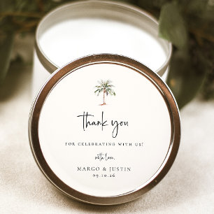 Sticker Rond Palm Tree Merci mariage Faveur