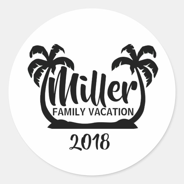 Sticker Rond Palm Trees Vacances en famille (Devant)