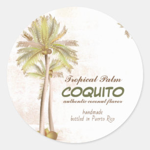 Sticker Rond Palme tropicale Coquito Coconut
