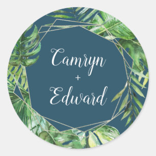 Sticker Rond Palme tropicale sauvage Sceau d'enveloppe géomét
