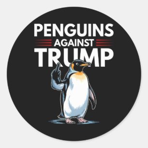 Sticker Rond Palmes de pingouin levées résistent aux drôles de