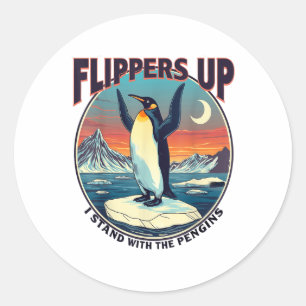 Sticker Rond Palmes En Haut Je Me Trouve Avec Les Pingouins Drô