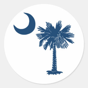 Sticker Rond Palmetto bleu sur l'autocollant blanc