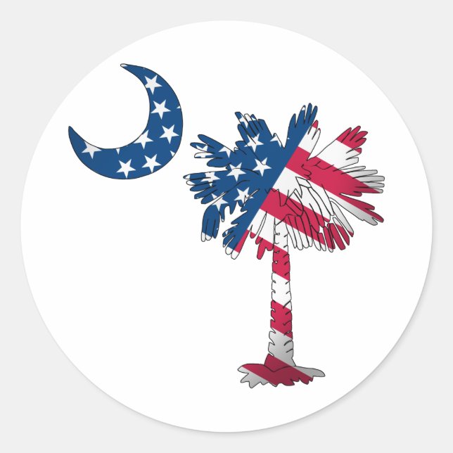 Sticker Rond Palmetto, drapeau américain (Devant)