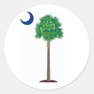 Sticker Rond Palmetto et croissant de la Caroline du Sud