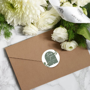 Sticker Rond Palmier d'arc vert mariage merci