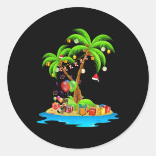 Sticker Rond Palmier de Noël Tropical Xmas Coconut Correspondan