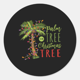 Sticker Rond Palmier est mon Père Noël de Noël Tropical Sommer