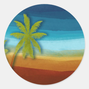 Sticker Rond Palmier tropical