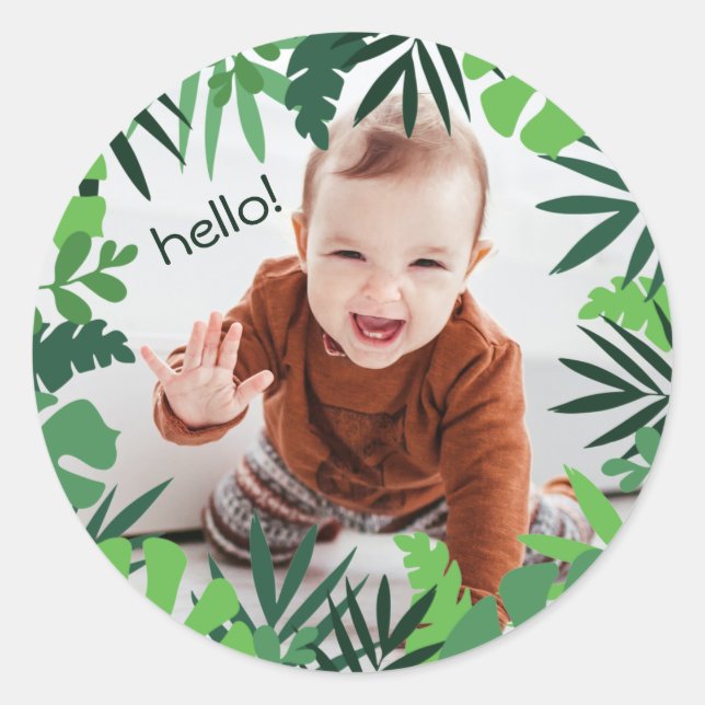 Sticker Rond Palmier tropical vert feuille (Devant)