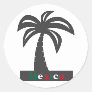 Sticker Rond Palmier (Vacances Mexique) - Sticke Rond Classique