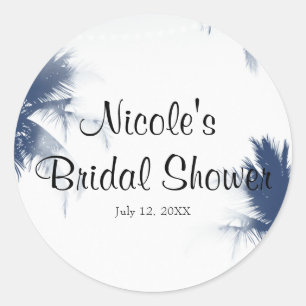 Sticker Rond Palmiers Blanc Glamour Chic Moderne Tropical