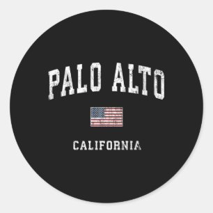 Sticker Rond Palo Alto Californie Ca Sports Drapeau Américain