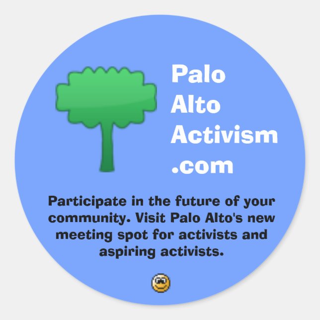 Sticker Rond PaloAltoActivism.com (Devant)