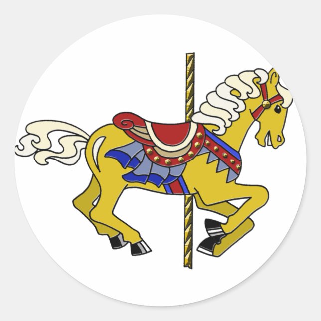 Sticker Rond Palomino Carousel Horse (Devant)