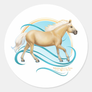 Sticker Rond Palomino Quarter Horse