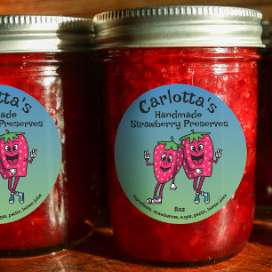 Sticker Rond Pals de fraises Drôle Cartoon Pie de confiture et 