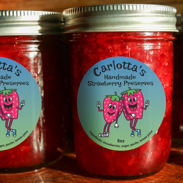 Sticker Rond Pals de fraises Drôle Cartoon Pie de confiture et  (Créateur téléchargé)