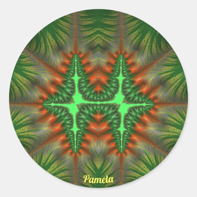 Sticker Rond PAMELA JOLI 3D! Rouge et Vert ~   (Devant)