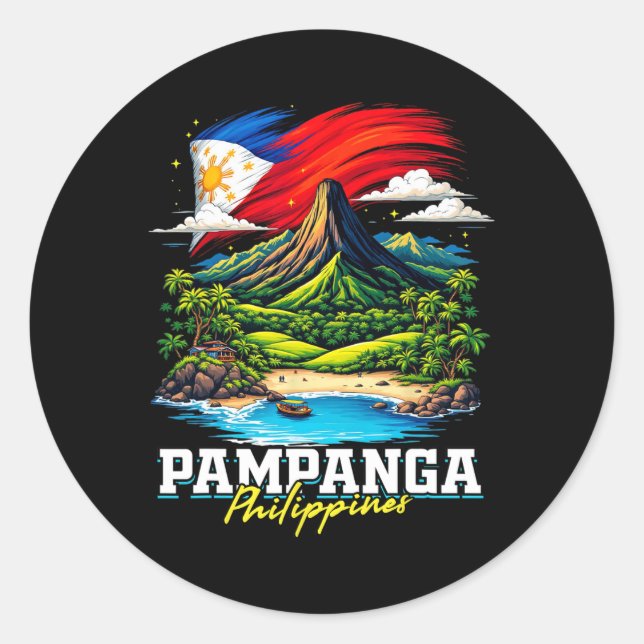 Sticker Rond Pampanga Philippines Souvenir Drapeau Philippin  (Devant)