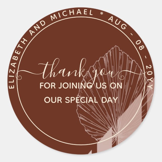 Sticker Rond Pampas Bourgogne Merci Favoriser (Devant)