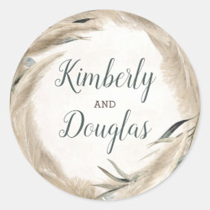 Sticker Rond Pampas Grass et Mariage de verdure