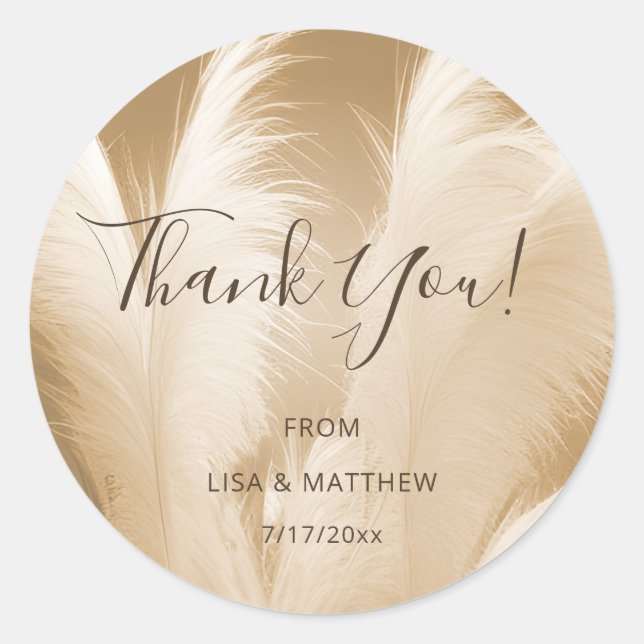 Sticker Rond Pampas Grass Photo Thank You (Devant)