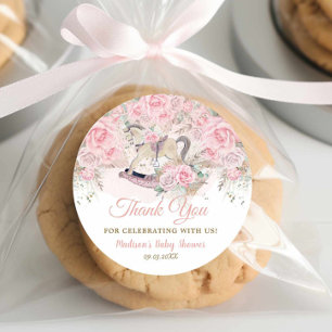 Sticker Rond Pampas Grass rose Floral Rocse Baby shower