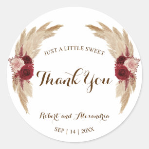 Sticker Rond Pampas Grass Sweet Treat Mariage Merci