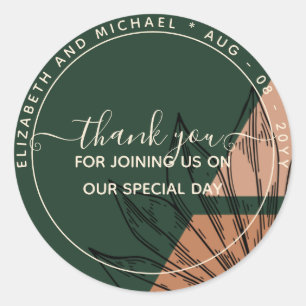 Sticker Rond Pampas Green Terracotta Merci Favoriser