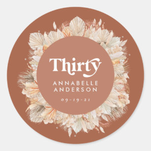 Sticker Rond Pampas moderne herbe terre cuite 30e anniversaire