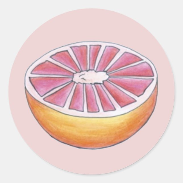 Sticker Rond Pamplemousse rose juteux Citrus Petit-déjeuner de  (Devant)