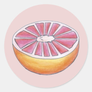 Sticker Rond Pamplemousse rose juteux Citrus Petit-déjeuner de