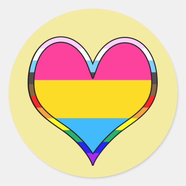 Sticker rond Pan Pride Heart Classic (Devant)