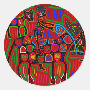 Sticker Rond Panama Mola - Sauvez une balade à cheval sur un co