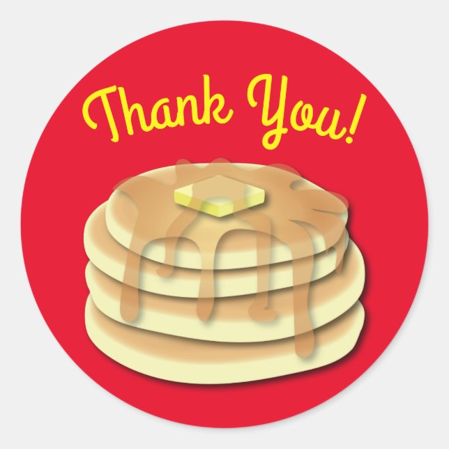 Sticker Rond Pancake Anniversaire Fête Flapjack Cute Enfants (Devant)