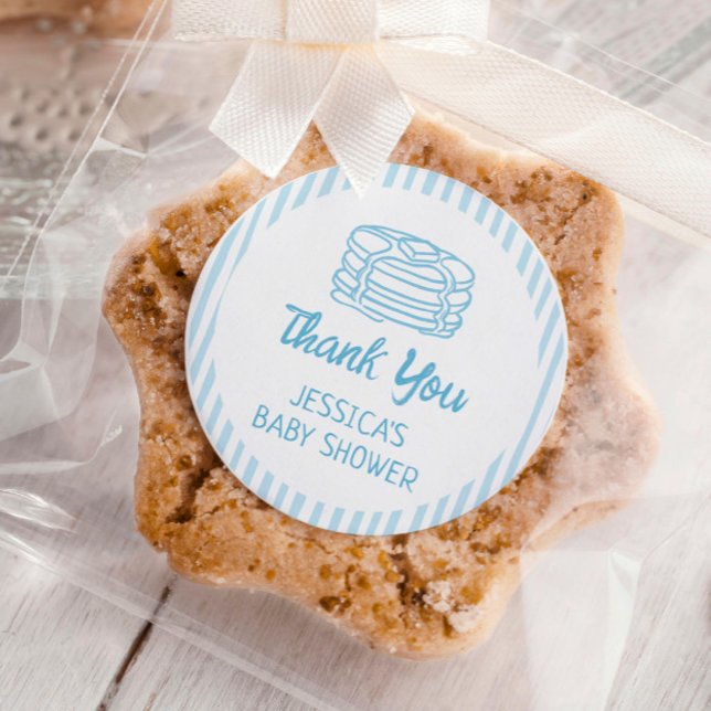 Sticker Rond Pancakes and Pajamas Breakfast Boy Baby Shower (Créateur téléchargé)