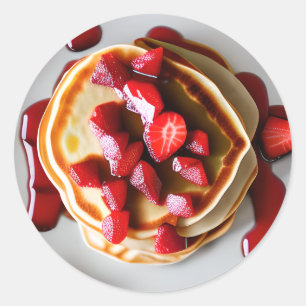 Sticker Rond Pancakes au sirop de fraise