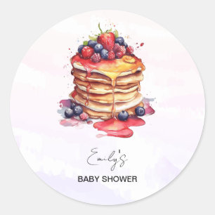 Sticker Rond Pancakes et Pacificateurs Baby shower Brunch