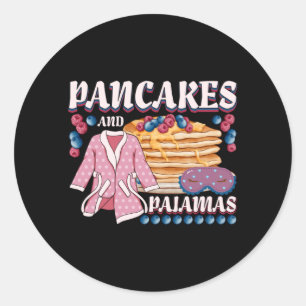 Sticker Rond Pancakes et Pyjamas Lover Cadeaux Pancake Love Cad